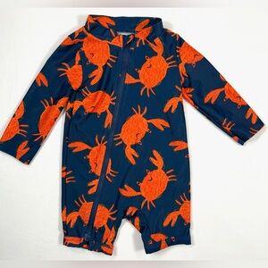 CHILD‎ OF MINE BY CARTER’S Baby Boys’ Crab One Piece Zip Up Rash Guard Size 3-6M